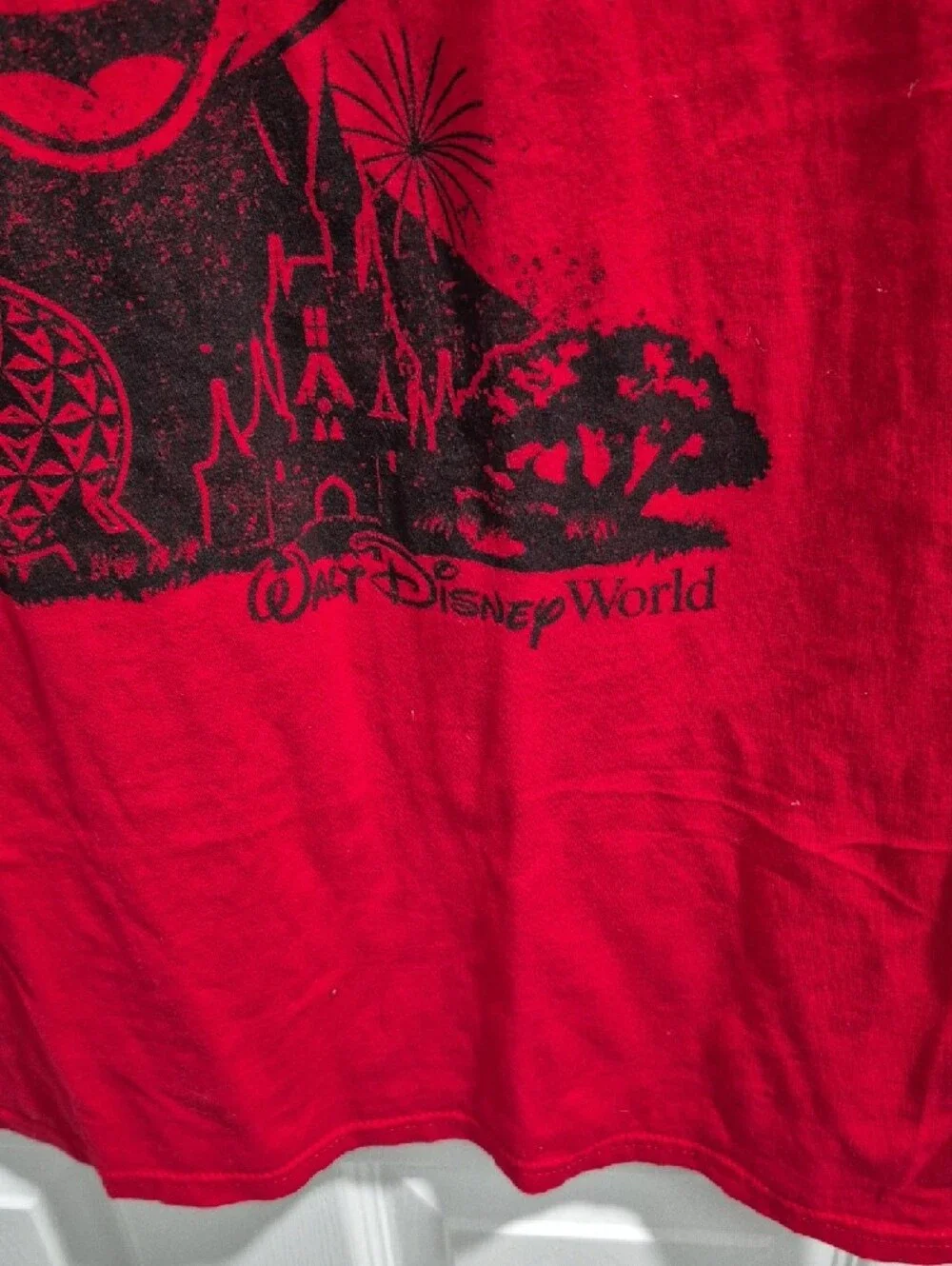 Disney Red T-Shirt with Black Mickey Mouse Graphic - Picture 2 of 4